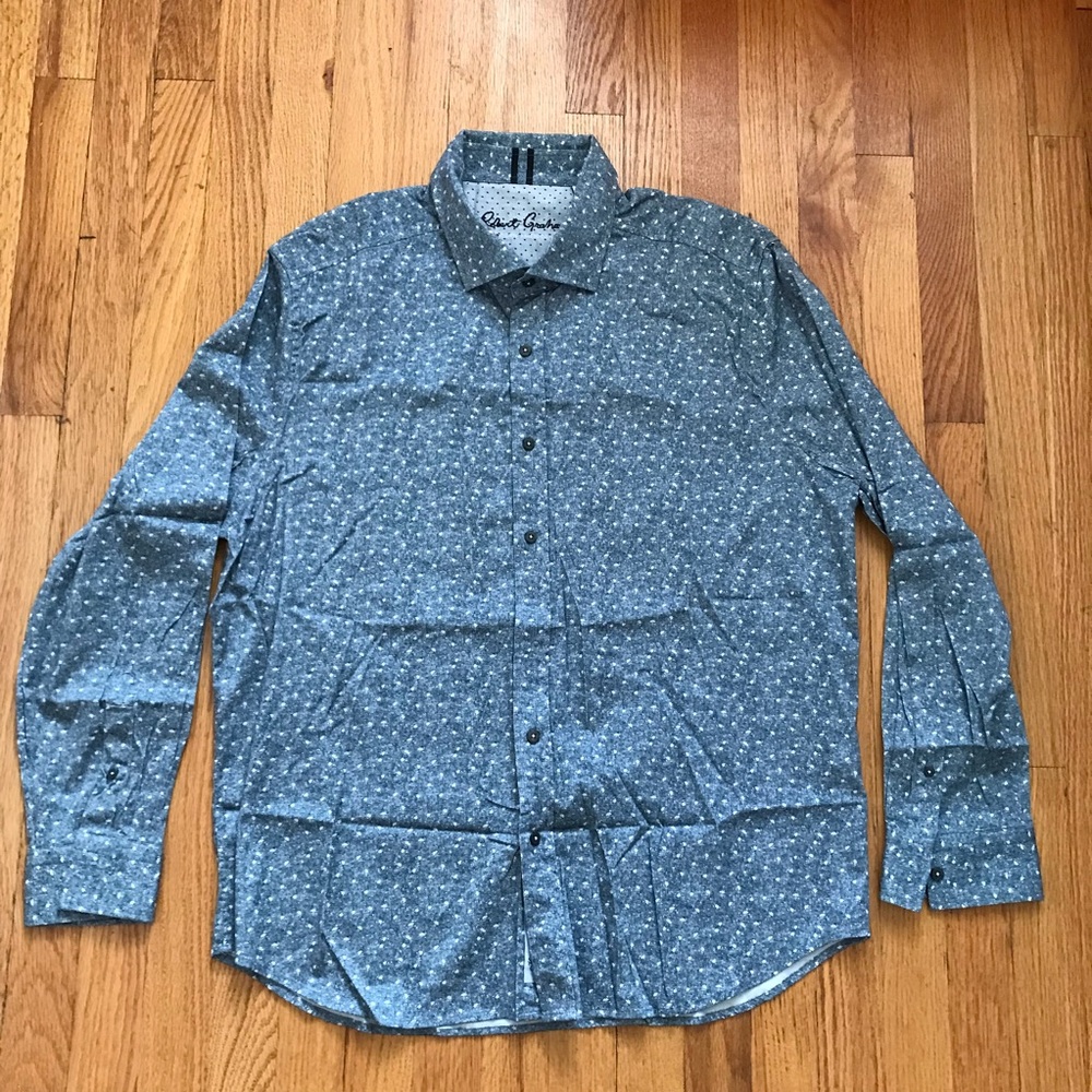 Robert Graham Gray Floral Print Button Shirt 3XL